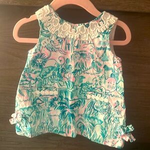 Lilly Pulitzer Baby Girl Toddler Shift Dress Pink and Green Print Size 6-12 mos